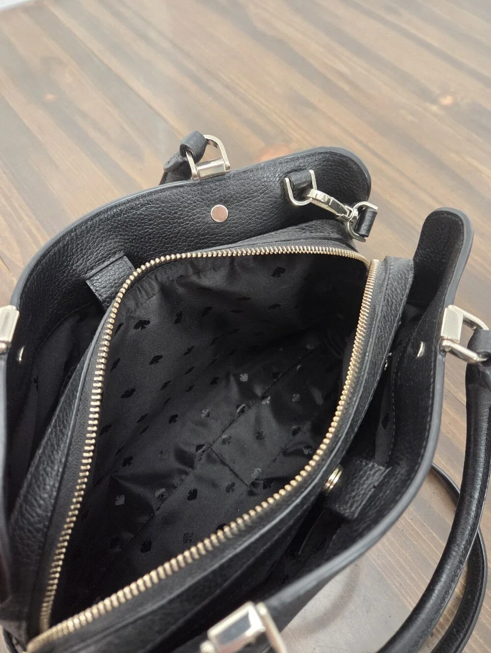 Black Leather Kate Spade Leila Satchel Purse